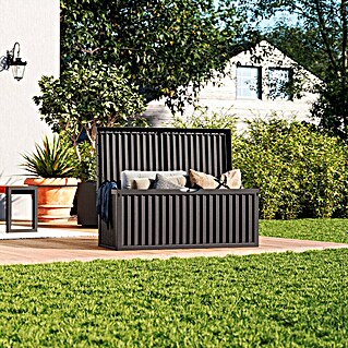 Jelenia Plast Garten-Aufbewahrungsbox Wave (120 x 52 x 54 cm, Anthrazit, Kunststoff)
