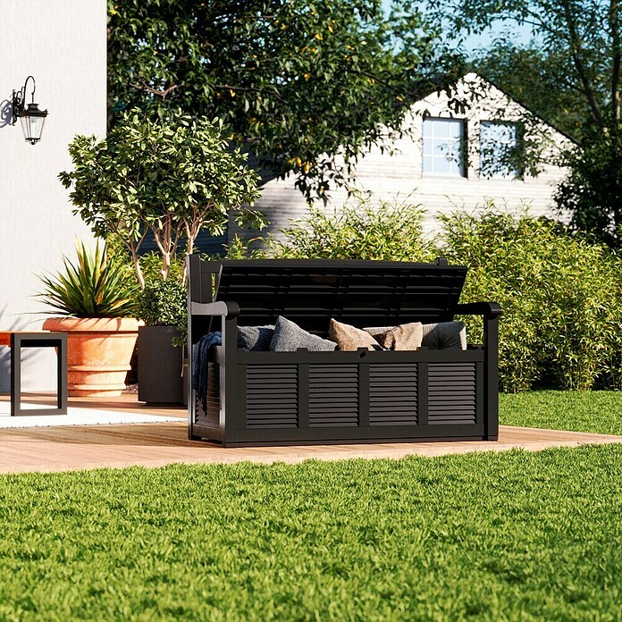Jelenia Plast Gartenbank Salzburg (L x B x H: 130 x 60 x 85 cm, Kunststoff, Anthrazit)