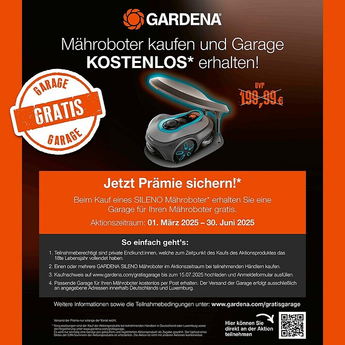 Gardena Mähroboter smart SILENO life Set 750 (750 m², Schnittbreite: 22 cm, Induktionsgestützte Navigation, Begrenzungskabel) | BAUHAUS