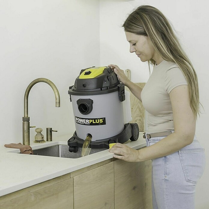 PowerPlus Aspirador en seco y húmedo eléctrico POWX326 (1.600 W, Volumen de recipiente: 20 l, Con bolsa) | BAUHAUS