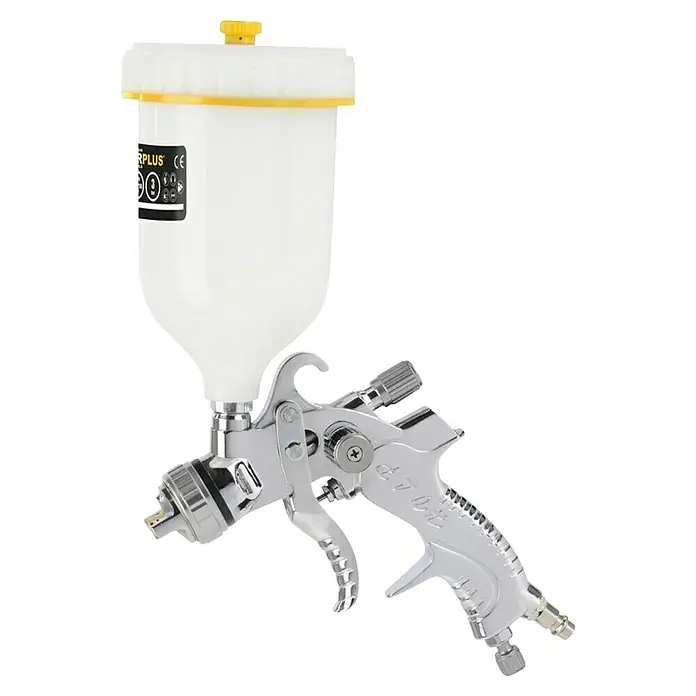PowerPlus Pistola de pintura neumática POWAIR0109 - Presión de funcionamiento: 3 bar, Volumen de recipiente: 600 ml - Pistola rociadora de pintura con un recipiente para la pintura. La herramienta está diseñada para aplicar pintura.