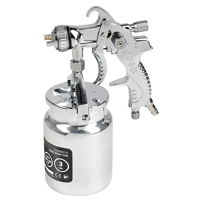 PowerPlus Pistola de pintura neumática POWAIR0110 - Presión de funcionamiento: 3 bar, Volumen de recipiente: 1.000 ml - Pistola de pintura POWAIR0110, ideal para trabajos de pintura. Distribución de pintura precisa y eficiente para resultados profesionales.