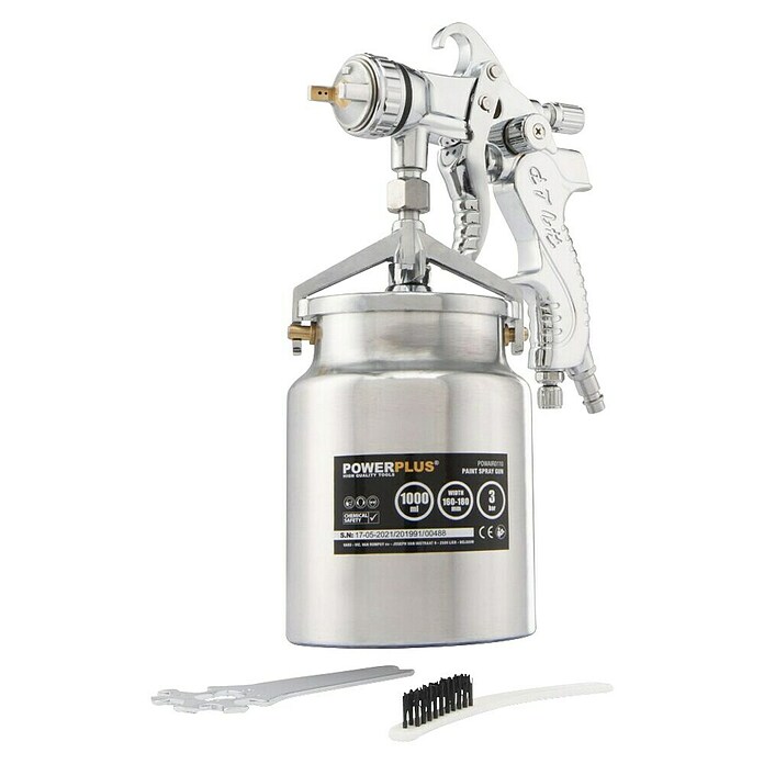 PowerPlus Pistola de pintura neumática POWAIR0110 (Presión de funcionamiento: 3 bar, Volumen de recipiente: 1.000 ml) | BAUHAUS