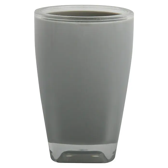 MSV Portacepillos Tahití - Diámetro: 75 cm, Plástico - Vaso gris con base transparente, ideal para accesorios de baño o como elemento decorativo elegante. Diseño simple para toques modernos.