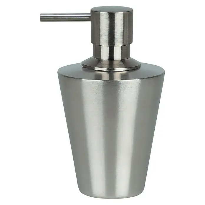 Spirella Dispensador de jabón Max - Acero inoxidable, Light gris - Dosificador de jabón líquido plateado con cabezal de bomba metálica, ideal para baño y cocina, garantizando una higiene de manos elegante y práctica.