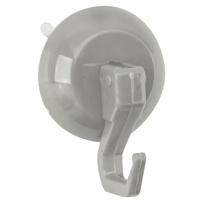 MSV Colgador con ventosa - Topo - Primer plano de un gancho de ventosa gris, ideal para guardar objetos ligeros en la casa.