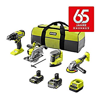 Ryobi ONE+ Maschinen-Set Combo Kit R18CK4G-252S (18 V, 2 Akkus, 2 Ah - 5 Ah, 8 -tlg.)