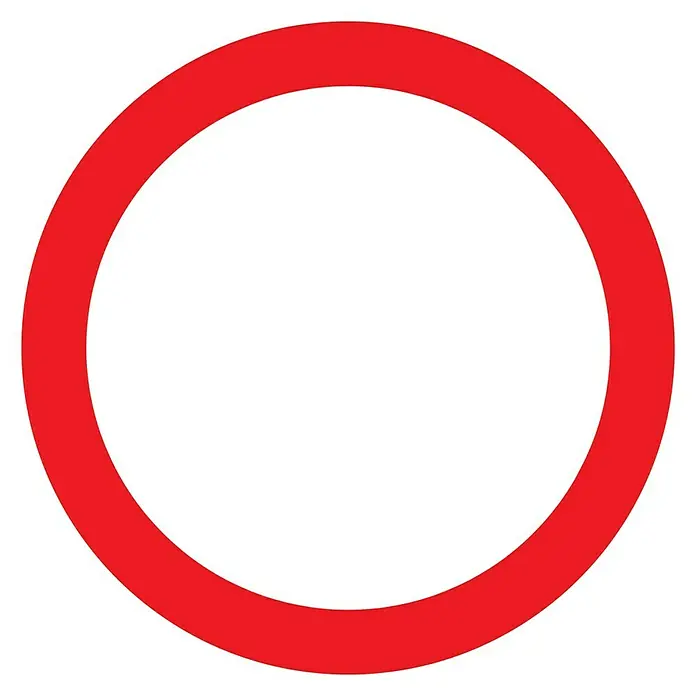 Pickup Verbotsschild - Durchmesser: 18 cm, Verbot allgemein - Roter Kreis. Das Bild zeigt einen roten Kreis auf einem weißen Hintergrund, ein einfaches, aber auffälliges Design.