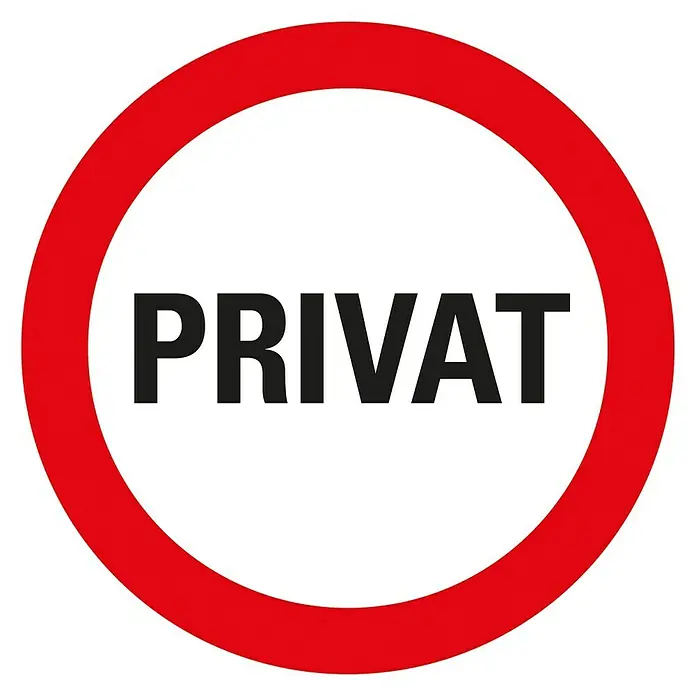 Pickup Verbotsschild - Durchmesser: 30 cm, Private Nutzung - Rotes rundes Schild mit dem Wort "PRIVAT" in fetter schwarzer Schrift, das ein Privatgrundstück oder -bereich kennzeichnet.