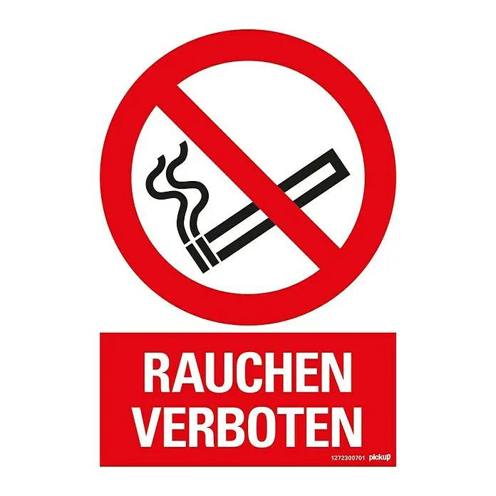 Pickup Verbotsschild - Motiv: Rauchverbot, L x B: 23 x 33 cm - Schild "Rauchen verboten" mit durchgestrichener Zigarette und rotem Hintergrund.