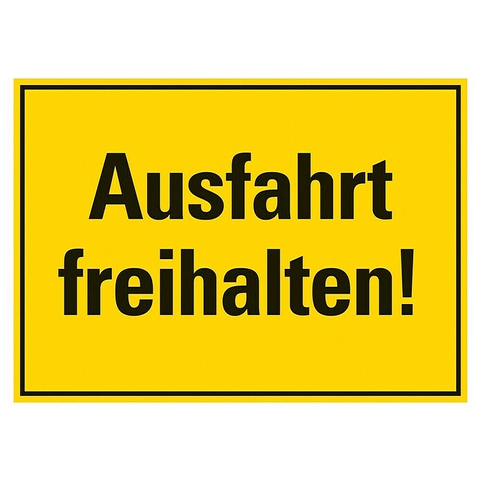 Pickup Hinweisschild (L x B: 35 x 25 cm, Motiv: Ausfahrt freihalten, Gelb/Schwarz)