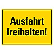 Pickup Hinweisschild (L x B: 35 x 25 cm, Motiv: Ausfahrt freihalten, Gelb/Schwarz)