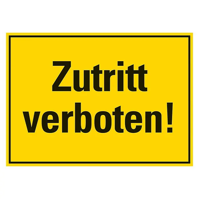 Pickup Verbotsschild - L x B: 35 x 25 cm, Motiv: Zutritt verboten - Gelbes Schild mit schwarzer Schrift "Zutritt verboten!". Das Schild weist darauf hin, dass der Zutritt nicht erlaubt ist.
