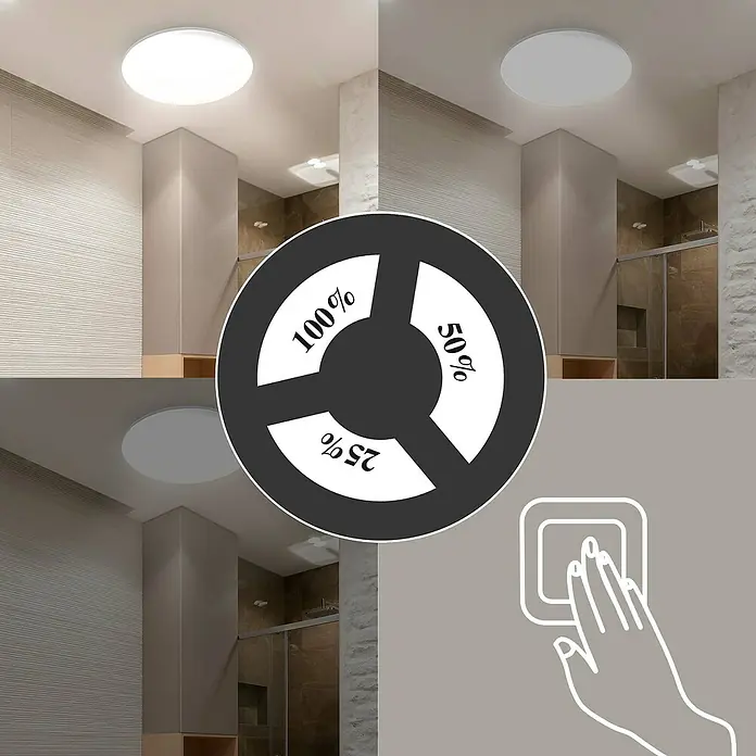 Tween Light LED-Deckenleuchte rund Aversa - 24 W, Weiß, Warmweiß - Deckenleuchte mit Dimmfunktion. Wechseln Sie die Helligkeit mit einem Fingertipp von 100 % auf 50 % und 25 %.
