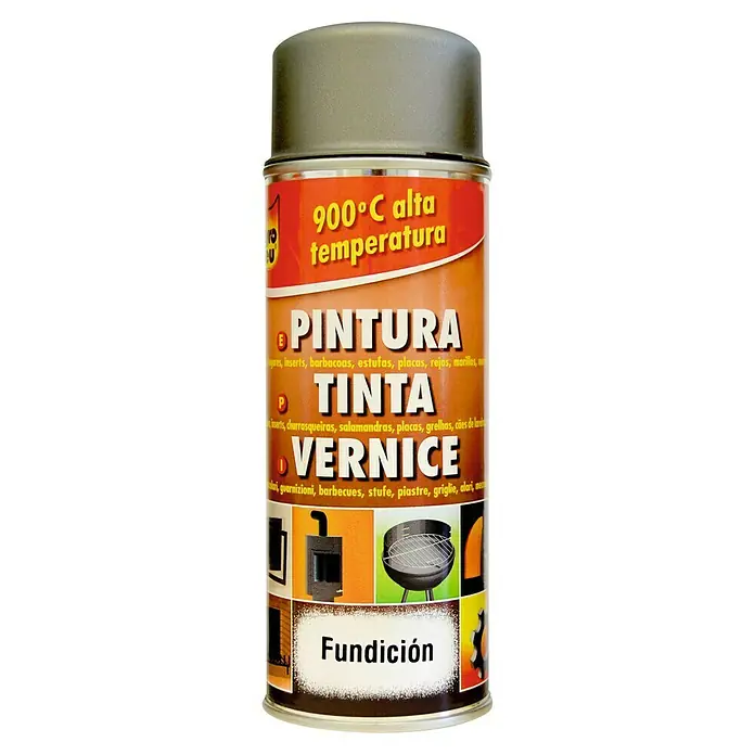 Spray térmico - Gris fundido, 400 ml - Bote de pintura resistente al calor para estufas, parrillas y más. Apto para temperaturas de hasta 900°C.