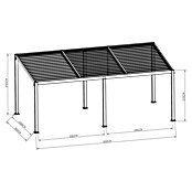 Sunfun Anstellpavillon Palma XXL (L x B x H: 300 x 600 x 255 cm, Anthrazit)
