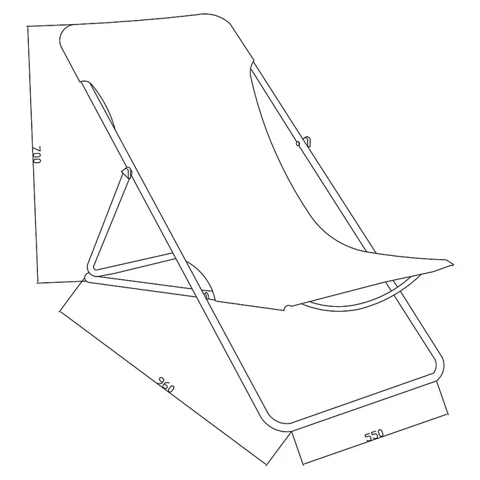 Sunfun Garten-Liegestuhl - Anthrazit, Klappbar - Darstellung eines stilvollen Liegestuhls mit klaren Linien und Maßen für den Garten oder die Terrasse.
