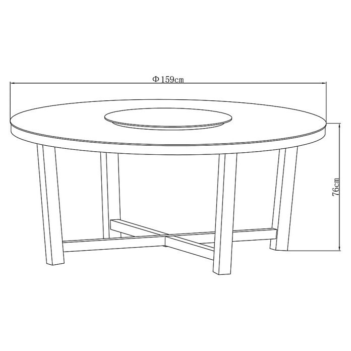 MWH Gartentisch rund Creador Kanto (Ø x H: 159 x 76 cm, Tischplatte aus Fairstone, Night-Grey/Holz) | BAUHAUS