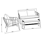 MWH Wicker Loungemöbel-Set Creador Kanto (4 -tlg., Aluminium, Grau/Naturbraun) | BAUHAUS