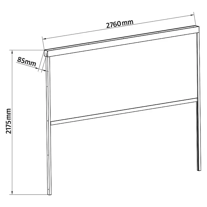 Sunfun Milos Seitenwand - B x H: 276 x 217 cm, Night-Grey, Tiefe: 8,5 cm - Darstellung eines Produkts mit Abmessungen: 2760 mm breit und 2175 mm hoch, mit einer Tiefe von 85 mm.