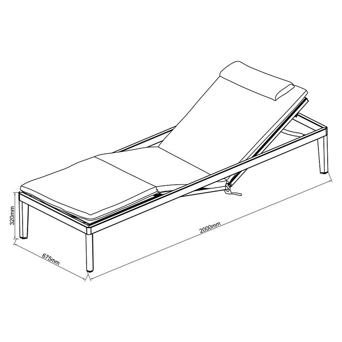 Sunfun Solo Ležaljka za plažu Ergo  (D x Š x V: 200 x 67,5 x 32 cm, Aluminij, S podesivim naslonom za leđa) | BAUHAUS