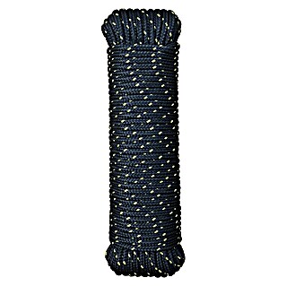 Cordel (Ø x L: 2 mm x 25 m, Negro/Amarillo, Poliéster)