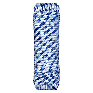 Cabo de amarre (Ø x L: 6 mm x 25 m, Blanco/Azul)
