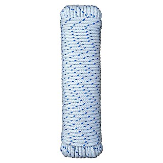 Cordel (Ø x L: 5 mm x 25 m, Blanco/Azul, Poliéster)