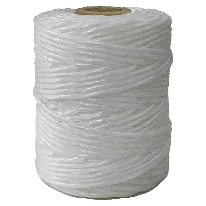 Cuerda - 2,3 mm x 120 m, Plástico, Blanco, Carga soportada: 60 kg - Primer plano de un carrete de hilo blanco, enrollado de forma ordenada y apretada en un rollo.