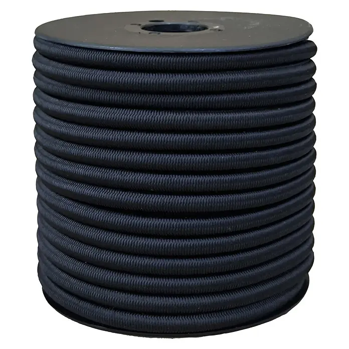 Cordón elástico bobina - Ø x L: 8 mm x 15 m, Negro - Bobina de cordón elástico negro, enrollado en una bobina gris. Ideal para asegurar diversos objetos.