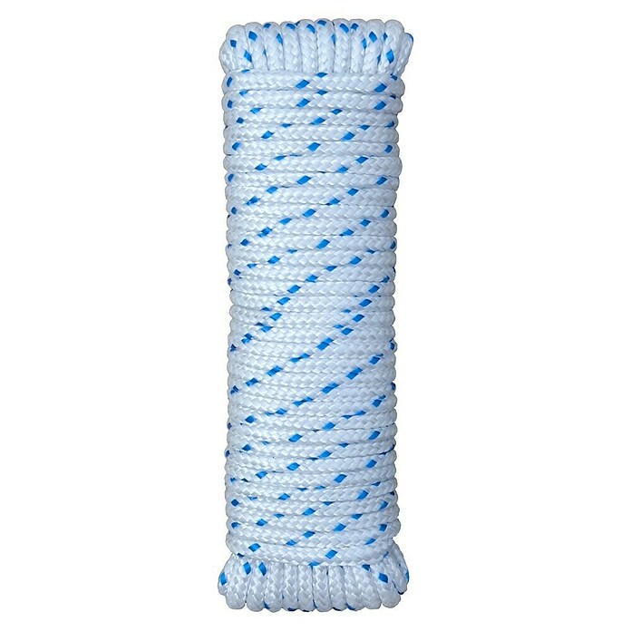 Cordel (Ø x L: 5 mm x 10 m, Blanco/Azul, Poliéster) | BAUHAUS