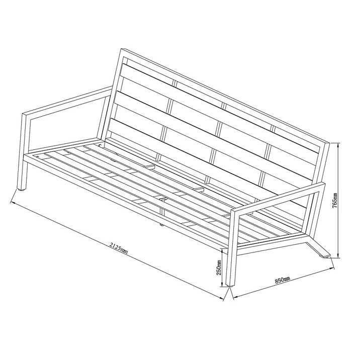 Sunfun Maja Loungesofa (B x T x H: 212 x 85 x 76 cm, Anthrazit) | BAUHAUS