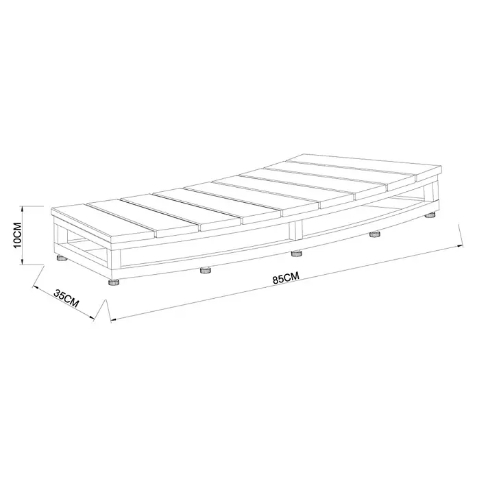 Malibu Whirlpool-Umrandung - B x T x H: 85 x 35 x 10 cm, Anthrazit - Abbildung eines hölzernen Bettgestells mit den Maßen 85cm Länge, 35cm Breite und 10cm Höhe. Das Bettgestell ist eine schlichte und elegante Lösung.