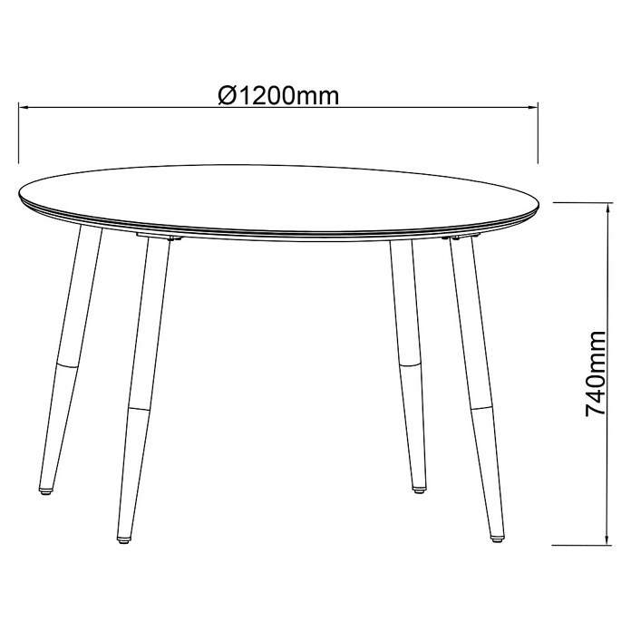 Sunfun Solo Gartentisch rund (Ø x H: 120 x 74 cm, Aluminium, Sintered Stone, Night-Grey) | BAUHAUS