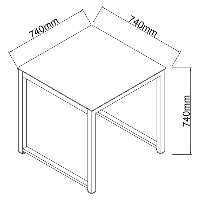 Sunfun Amy Balkontisch - L x B x H: 74 x 74 x 74 cm, Aluminium, Glas, Quadratisch, Night-Grey - Quadratischer Tisch, 740mm breit, 740mm tief, 740mm hoch.