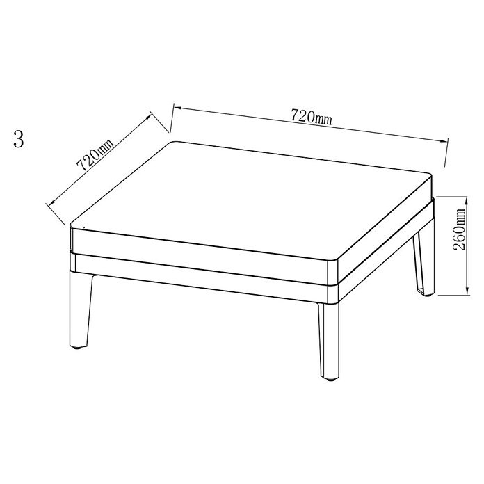 Sunfun Solo Garten-Couchtisch (L x B x H: 72 x 72 x 26 cm, Aluminium, Light-Greige) | BAUHAUS