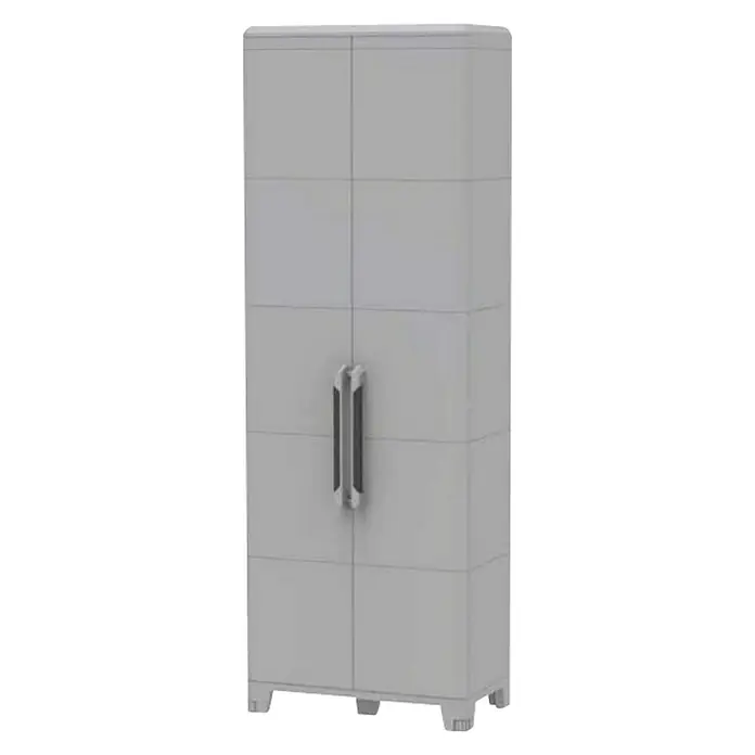 Terry Transforming Armario multiusos de plástico  Modular 5 + Modular 2 - 2 piezas - Armario de plástico gris con dos puertas y manijas, ideal para guardar diversos objetos.