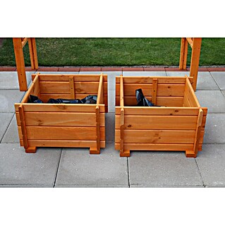 Promadino Pflanzkasten Bamberg (Außenmaß (L x B x H): 52 x 52 x 32 cm, Holz, Honigbraun)