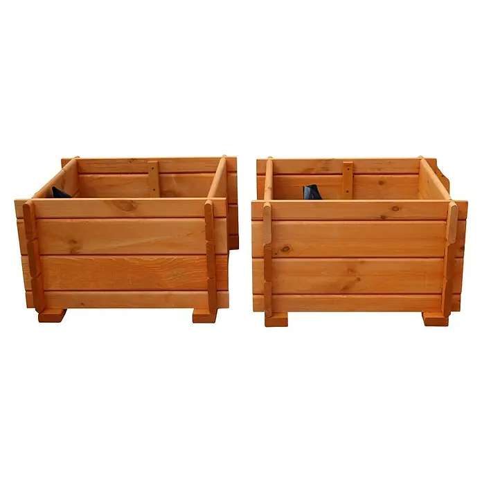 Promadino Pflanzkasten Bamberg - Außenmaß (L x B x H): 52 x 52 x 32 cm, Holz, Honigbraun - Zwei quadratische Pflanzkästen aus Holz, ideal für Garten oder Terrasse. Ihre natürliche Optik fügt sich nahtlos in jeden Außenbereich ein.