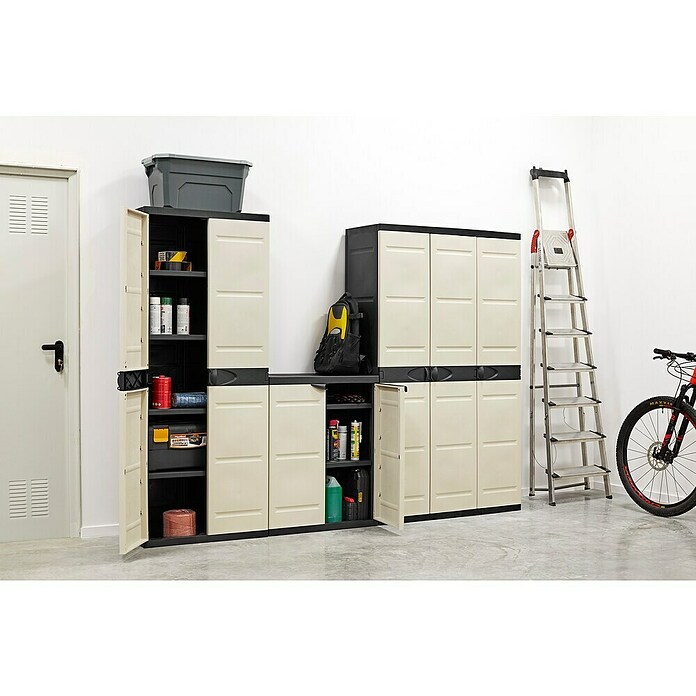 Plastiken Titanium Armario de PVC con 3 puertas (L x An x Al: 44 x 105 x 176 cm, Capacidad de carga: 20 kg/balda)