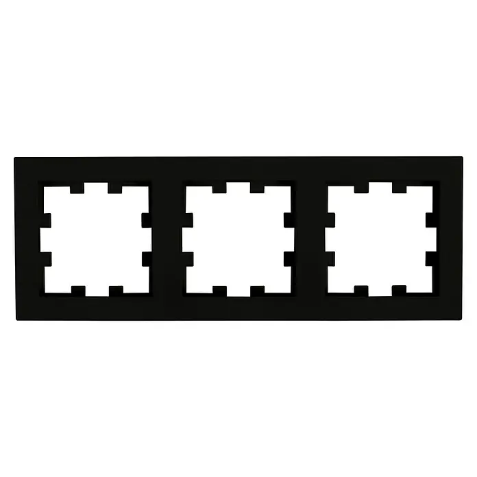 Panasonic Karre Plus 55 Abdeckrahmen WDTF00032EBE-EU1 - Schwarz matt, 3-fach, Kunststoff, Klemmen - Schwarzer Rahmen mit drei gezackten Rechtecköffnungen für Anzeigeelemente.