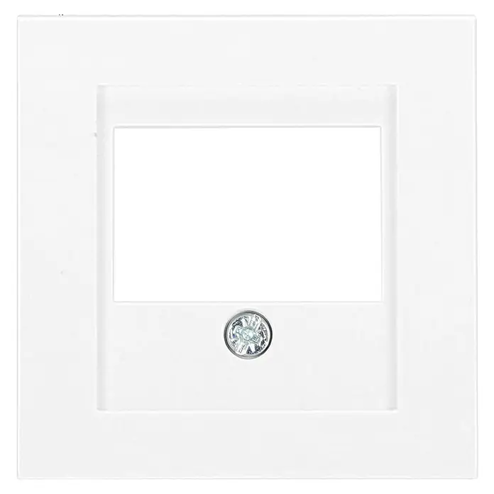 Panasonic Karre Plus 55 TAE-Abdeckung WDTR04151WH-EU1 - Reinweiß (ähnlich RAL 9010), Matt, Kunststoff, Unterputzmontage - Weißer Rahmen mit rechteckiger Öffnung und zentraler Schraube mit Sternantrieb.