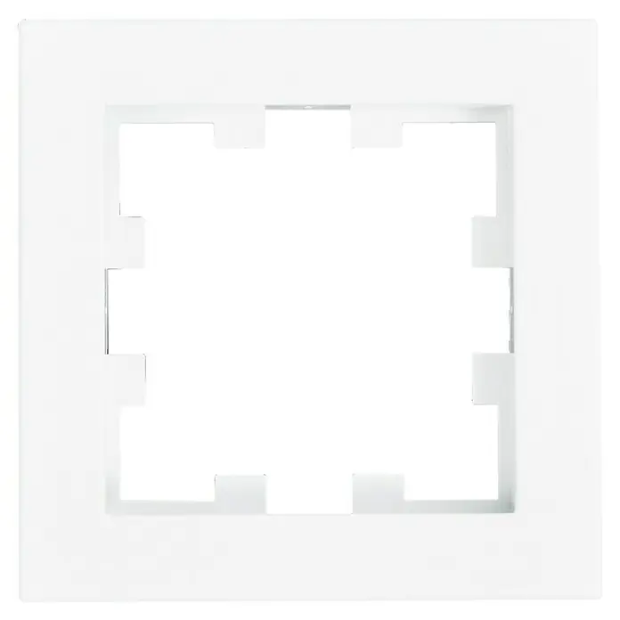 Panasonic Karre Plus 55 Abdeckrahmen WDTF00012WH-EU1 - Reinweiß (ähnlich RAL 9010), 1-fach, Kunststoff, Klemmen - Weißer quadratischer Rahmen mit einzigartigem gezacktem Innenrand.