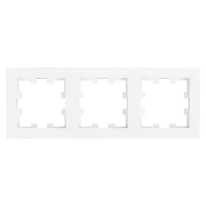 Panasonic Karre Plus 55 Abdeckrahmen WDTF00032WH-EU1 - Reinweiß (ähnlich RAL 9010), 3-fach, Kunststoff, Klemmen - Weißer Rahmen mit drei ausgeschnittenen rechteckigen Öffnungen für Filmnegative oder Dias.