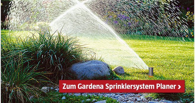 Sprinklersystem im Garten von Gardena