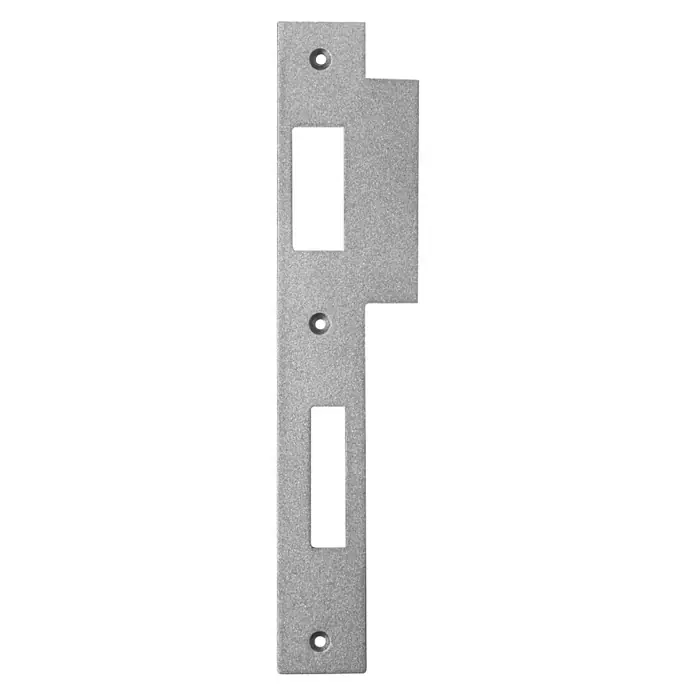 Stabilit Lappenschließblech - DIN-L, L x B: 220 x 48 mm, Hauseingangstür - Türschloss-Schließblech aus Metall mit Aussparungen und Befestigungslöchern für eine sichere Türverriegelung.