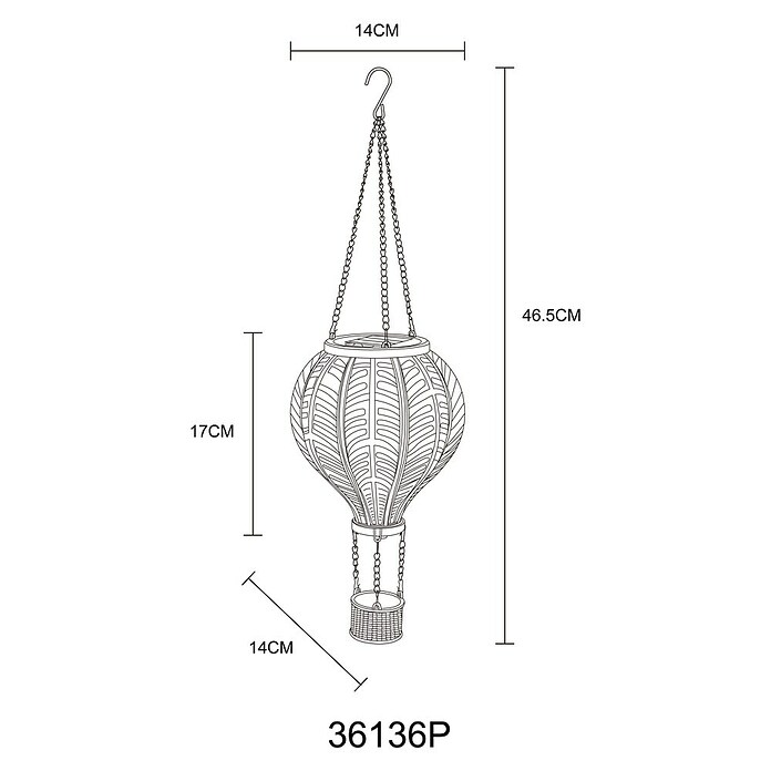 Globo Solarna viseća svjetiljka Balon  (IP44, Ø x V: 14 x 46,5 cm) | BAUHAUS