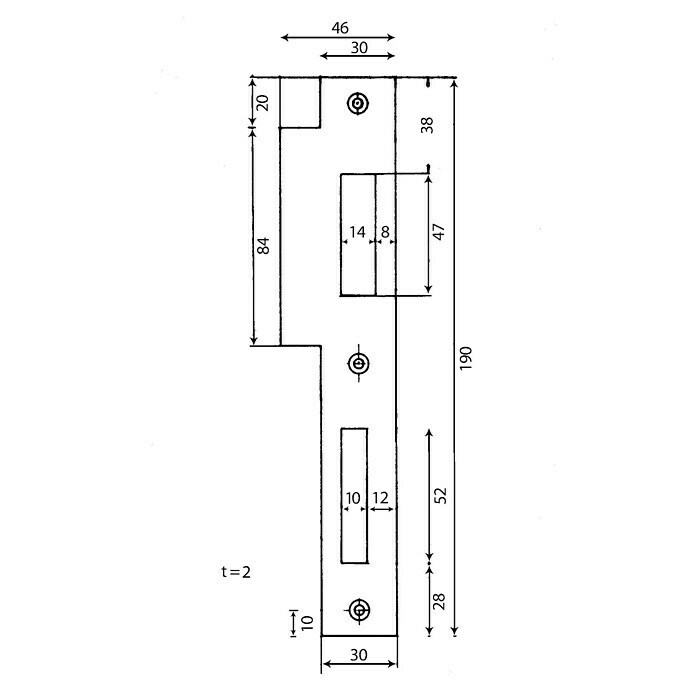 Stabilit Lappenschließblech (DIN-R, L x B: 190 x 30 mm, Hauseingangstür)