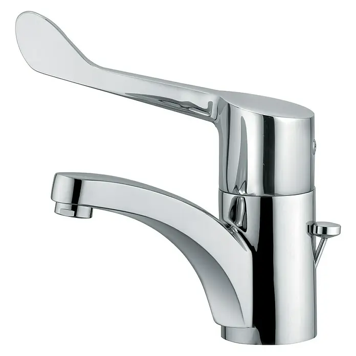 Kludi Waschtischarmatur Medi Care - Chrom, Glänzend - Ein glänzender Chrom-Wasserhahn mit einem markanten Hebelgriff und einer schlanken Auslauftülle. Ideal für moderne Badezimmer und Küchen.