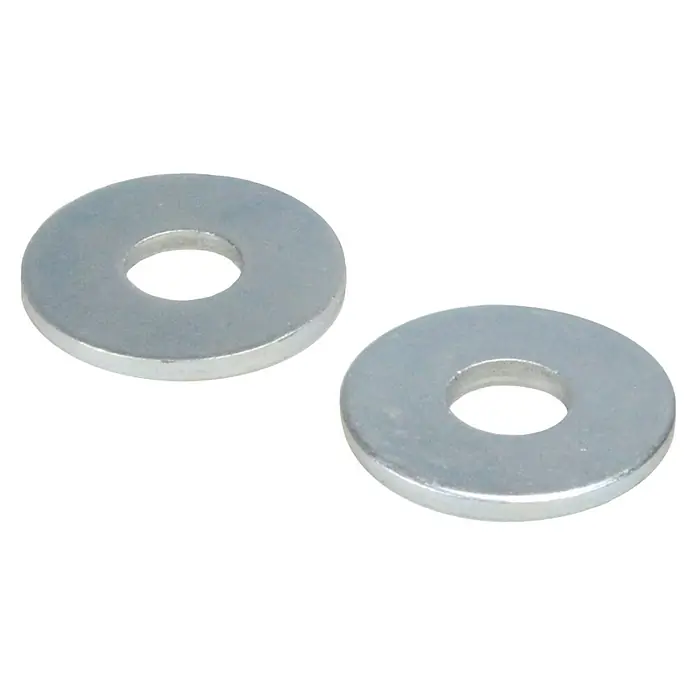 Profi Depot Bauscheibe VZ - 15 mm, 50 Stk., Verzinkt - Zwei glänzende Metallscheiben mit mittigem Loch, ideal für Schraubenverbindungen und zur Lastverteilung. Perfekt für Handwerker!